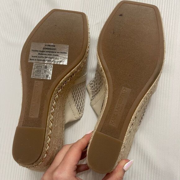Karl Lagerfeld Paris Corissa Slip On Espadrille Wedge Sandals Heels Sz 8.5 8 1/2 - Picture 10 of 10